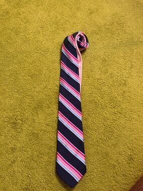 Altea Navy Tie with Pink and Light Blue Diagonal Stripes